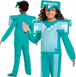 costume minecraft armatura di diamante per bambini 127–136 cm (7–8 anni)
