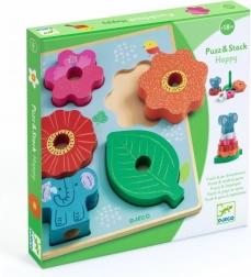 Puzzle in legno e adesivi Happy Djeco