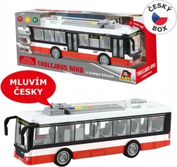 Filobus con annuncio in ceco e luci a retrocarica 28 cm
