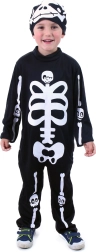 Costume scheletro per bambini con cappuccio M