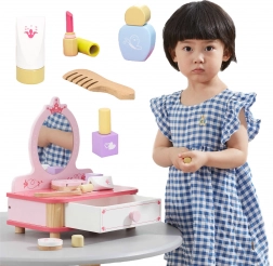 coiffeuse in legno per bambini Viga rosa con accessori