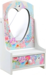 Scatola portagioie in legno con specchietto a cuore Unicorno