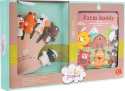 Set di 5 burattini da dito in gomma con libricino a tema fattoria, impermeabili, 3+