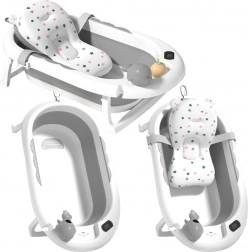 Vaschetta pieghevole per bambini con termometro e inserto morbido, grigio con stelline