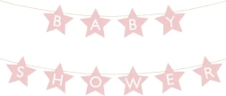 Banner per baby shower con stelline – Rosa chiaro
