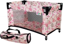 Lettino per bambole Alice rosa con fiori