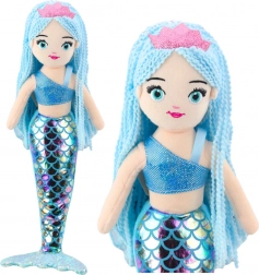 Sirena di Peluche con Coda Olografica Blu 48cm
