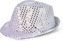 Cappello disco argento con luce LED per adulti