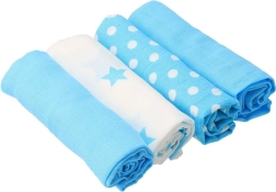 Pannolini in cotone New Baby Softy con stampa 70 × 70 cm, 4 pz turchese e bianco