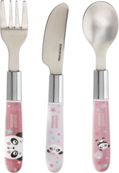 Posate metalliche per bambini EXOTIC ANIMALS, 3 pezzi, rosa