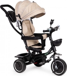 ECOTOYS Triciclo con tetto e barra di guida beige