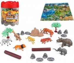 Set di animali safari 21 pz con box portatile e tappetino da gioco