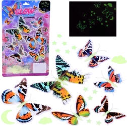 Adesivi fluorescenti farfalle e stelle luminose da parete