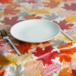 Tovaglia autunnale in flanella con motivo a foglie 132 × 178 cm