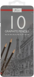 matite in grafite per disegno 6B–4H, set da 10 pz in astuccio metallico