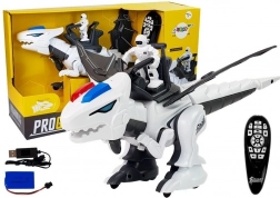 Tirannosauro robotico interattivo di colore bianco