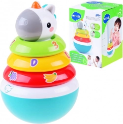 Giocattolo impilabile colorato con sonaglio e unicorno