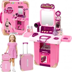 Toeletta rosa 2in1 a valigetta con luce e suoni – set trucco per bambini