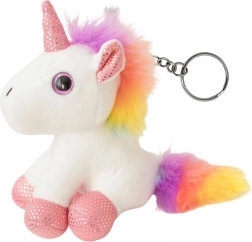 Unicorno peluche portachiavi con anello in metallo bianco 12cm