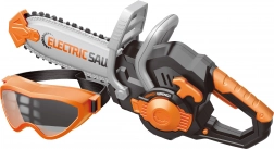 Motosega con occhiali protettivi