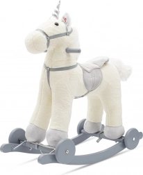Unicorno a dondolo con melodia e ruote BABY MIX, bianco