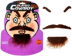 Set baffi da cowboy – baffi, barba e sopracciglia