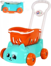 Carrello della spesa giocattolo per bambini con cestino a forma di gattino