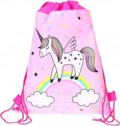 Sacca scolastica Unicorno sull'arcobaleno rosa 35x27 cm