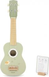 ukulele in legno per bambini con leggio e spartito Happy Birthday – verde