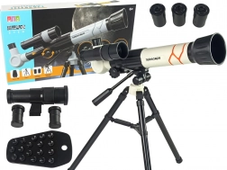 Telescopio scientifico educativo con supporto per telefono bianco