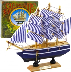 Modello decorativo di veliero bianco-blu 16x15 cm