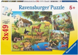 Puzzle RAVENSBURGER animali nel bosco, allo zoo e in fattoria 3×49 pezzi