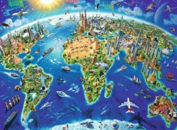 Puzzle mappa del mondo con monumenti XXL 200 pezzi