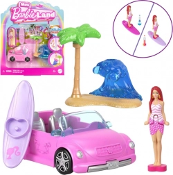 Mattel Mini Barbie Land cabriolet con mini bambola Barbie e cambio di colore
