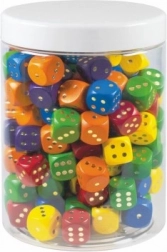 Dadi da gioco in legno colorati 16 mm – 150 pz in barattolo di plastica