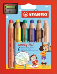 STABILO Set 6 matite 3 in 1 con temperamatite