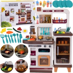 Cucina giocattolo interattiva con vapore, luci e suoni, beige