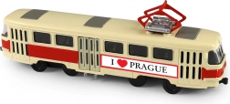 Tram storica in metallo T3 Praga 16 cm con porte apribili