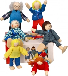 Goki bambole di famiglia per casa delle bambole, set 6 pz