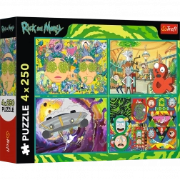 Puzzle 4x250 Mondo contorto di Rick e Morty di Trefl