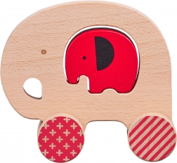 Elefante di legno da trainare con cucciolo PETIT COLLAGE