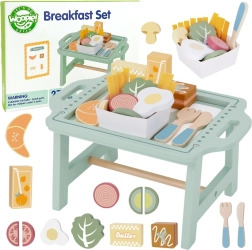 Set Colazione Woopie Green con Vassoio e Accessori in Legno Pastello