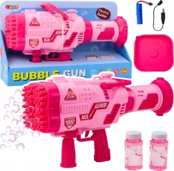 Pistola Elettrica Rosa per Bolle di Sapone 64 Fori