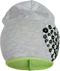 Cappellino primaverile in cotone New Baby con cuoricino, grigio-verde