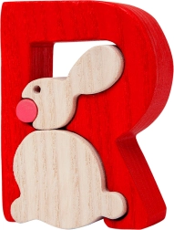 Lettera in legno R con coniglietto – FAUNA