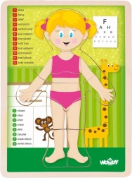 Puzzle in legno bifacciale Woody corpo umano - ragazza