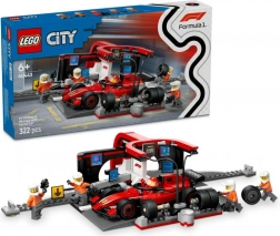 LEGO City F1 pit stop e meccanici con monoposto FERRARI