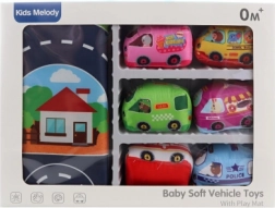 Set di trasporti per bambini con tappeto in tessuto e 6 veicoli