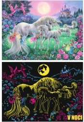 RAVENSBURGER puzzle fluorescente Unicorni al plenilunio XXL, 100 pezzi