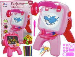 Lavagna da disegno bifacciale con proiettore – rosa